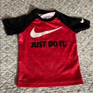 Nike Kids Red and Black Swim Shirt